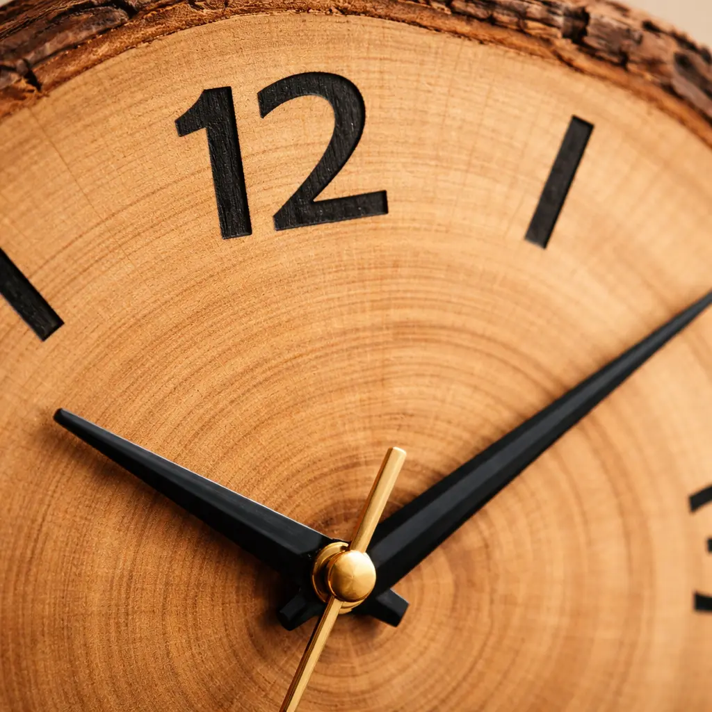 تفاصيل ساعة الخشب الطبيعية